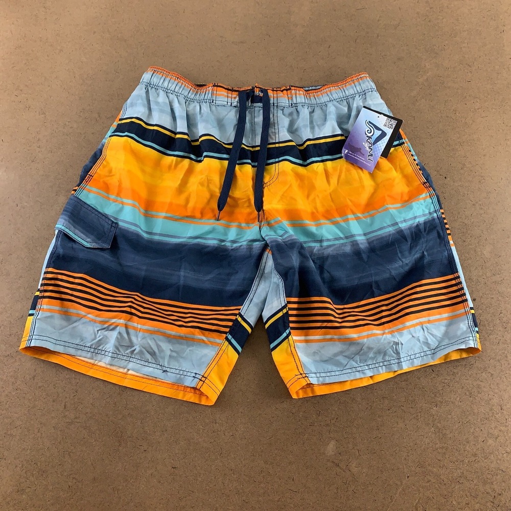 Kanu Surf Men's Size XL Navy/Orange Mesh Lined Avalon Quick Dry Swim Trunks‎ NWT